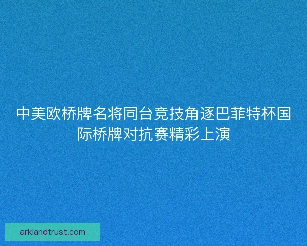 中美欧桥牌名将同台竞技角逐巴菲特杯国际桥牌对抗赛精彩上演