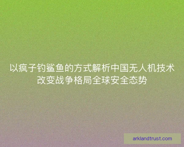 以疯子钓鲨鱼的方式解析中国无人机技术改变战争格局全球安全态势